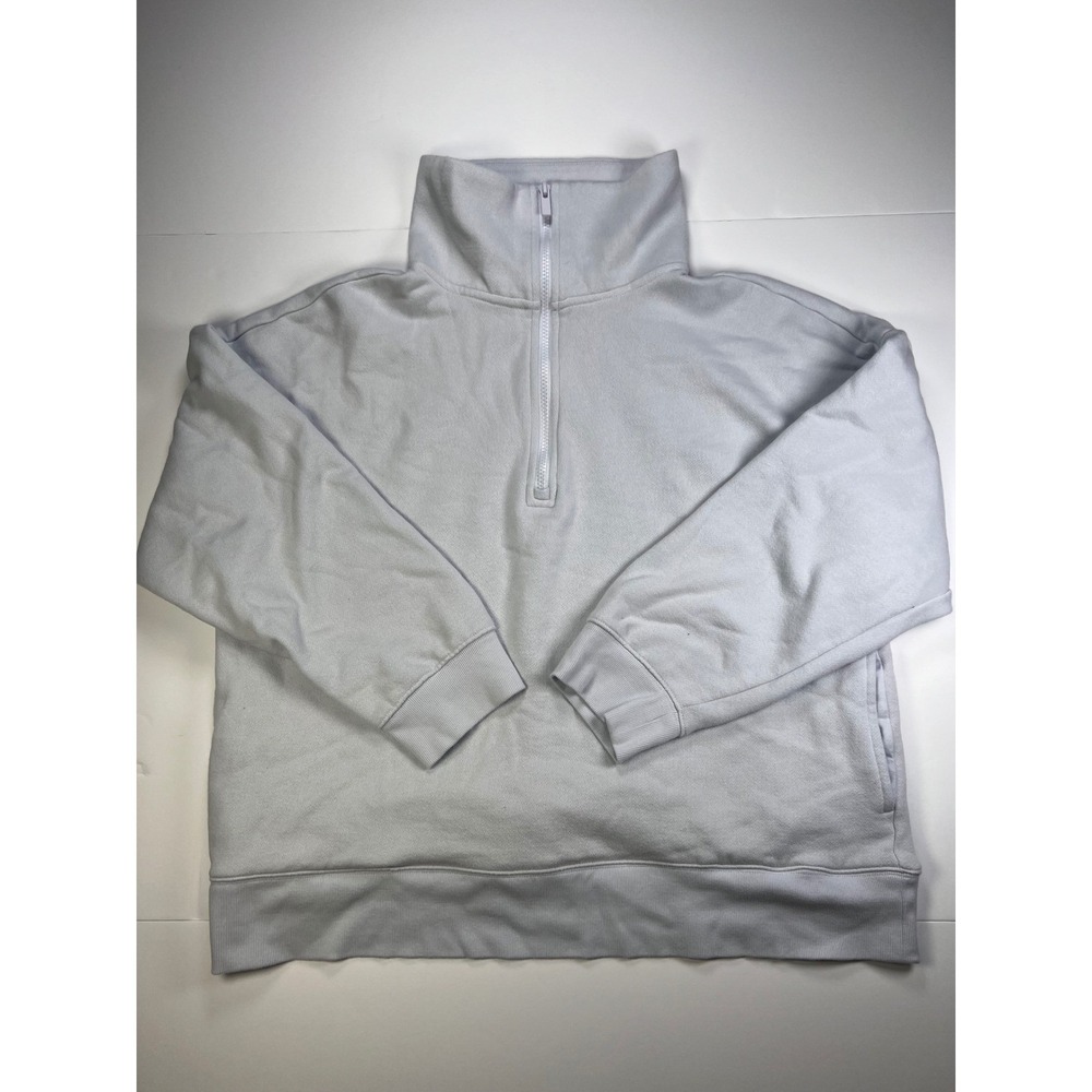 PINK Victoria's Secret Quarter Zip Pullover Womens L Light Blue Ski Club Fleece